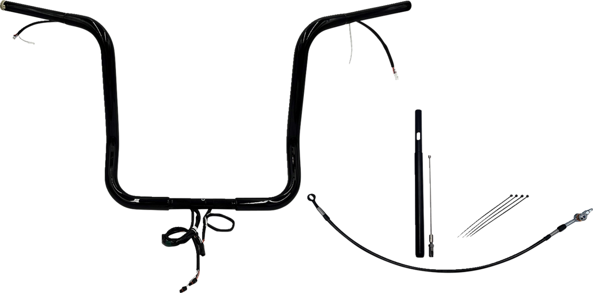 FBI Wired 1-1/4" Round Top Handlebar Kits for 21-23 FLHT/FLHX/FLHXST & Trike - Black / 16"