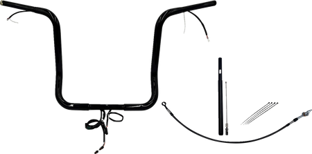 FBI Wired 1-1/4" Round Top Handlebar Kits for 21-23 FLHT/FLHX/FLHXST & Trike - Black / 16"