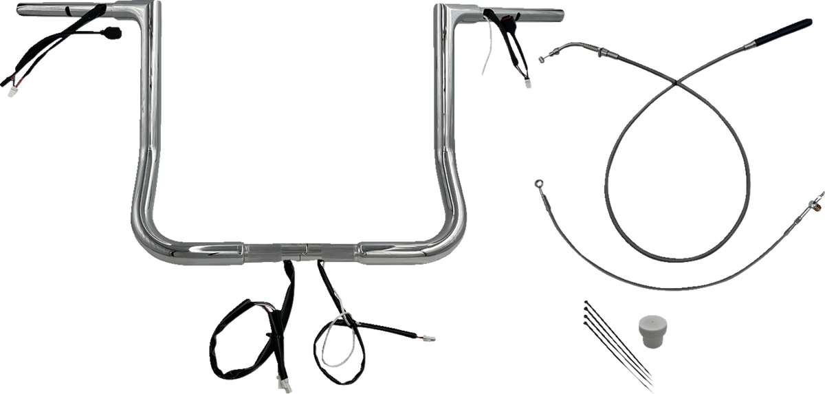 FBI 1-1/4" Flat Top Pre-Wired Handlebars for 24-25 FLHX, 25 FLHXU, 23-25 FLHXSE - Chrome / 14"