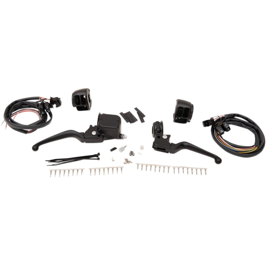 Drag Black 11/16" Master Cylinder Handlebar Control Kit Harley FL FX XL 96-13
