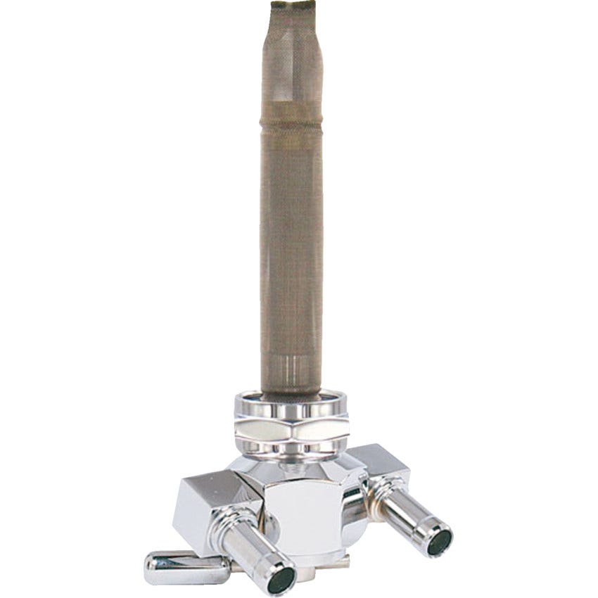 Pingel Power-Flo Chrome Dual Outlet Reserve Fuel Valve 22mm 90° 4 Harley