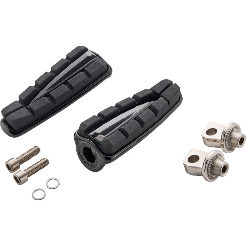 Ciro 61625 Chicane Black Foot Pegs With Harley-Davidson Adapters