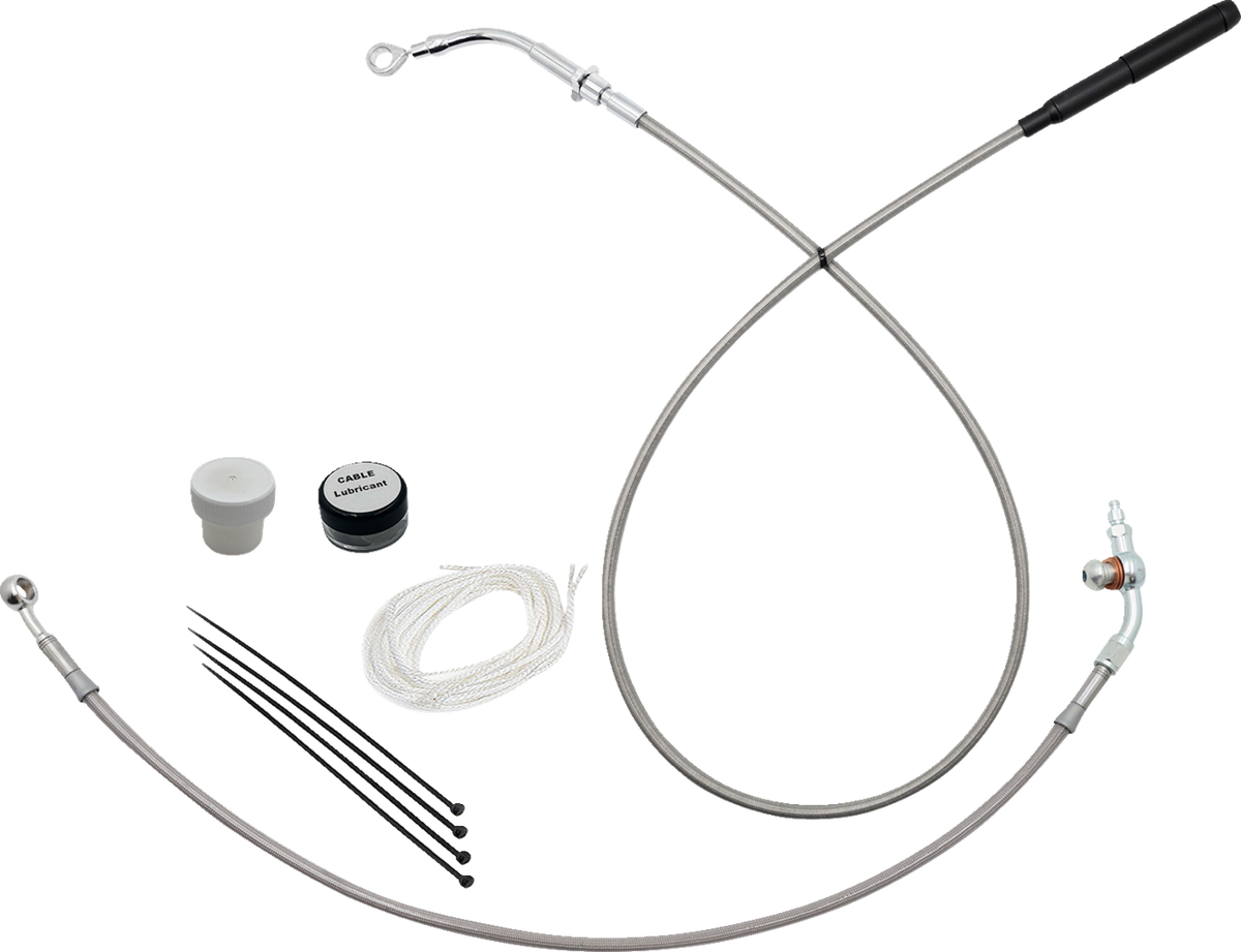 FBI EZ Install Upper Clutch Kit - Quick Connect for 2021-2026 H-D Touring - FLTR '21-'25 / Braided Stainless Steel/Chrome / 14"