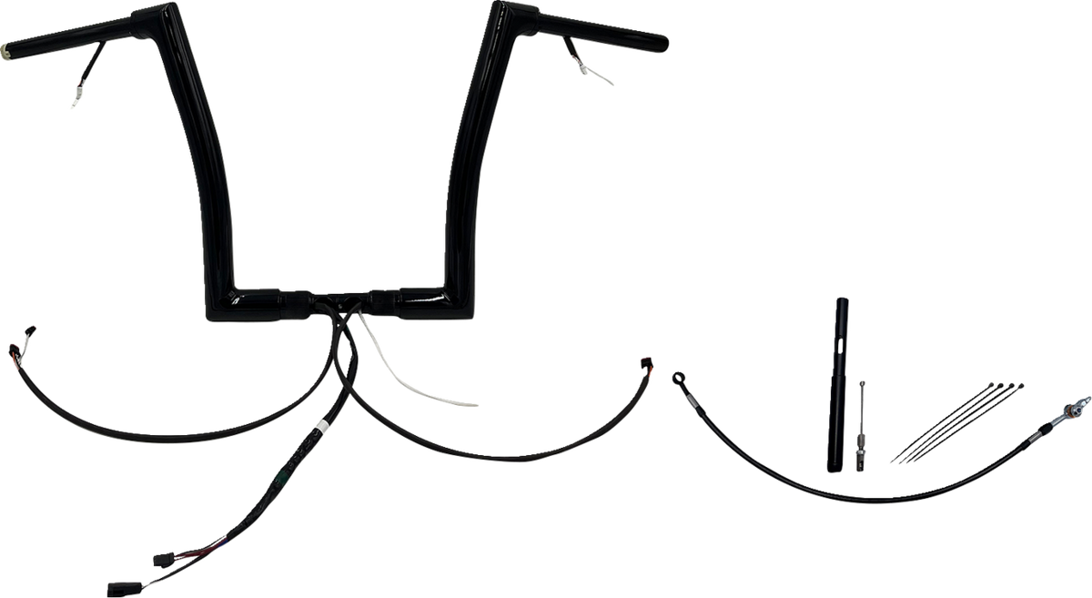 FBI Fat Baggers Wired 1-1/2" Flat Top Handlebar Kits for FLTR '21-'25 - Black / 14"
