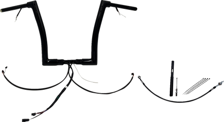 FBI Fat Baggers Wired 1-1/2" Flat Top Handlebar Kits for FLTR '21-'25 - Black / 14"