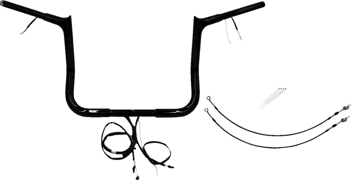 FBI Wired 1-1/4" Pointed Top Handlebar Kits for 16-20 FLHT/FLHX & Trike - Black / 12"