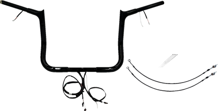 FBI Wired 1-1/4" Pointed Top Handlebar Kits for 16-20 FLHT/FLHX & Trike - Black / 12"