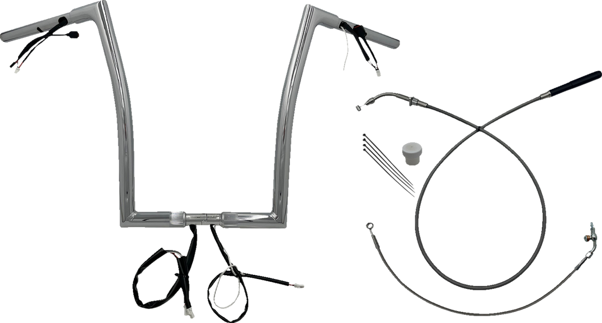 FBI 1-1/4" EZ Flat Top Pre-Wired Handlebars for 24-25 FLTRX, 23-25 FLTRXSE - Chrome / 16"