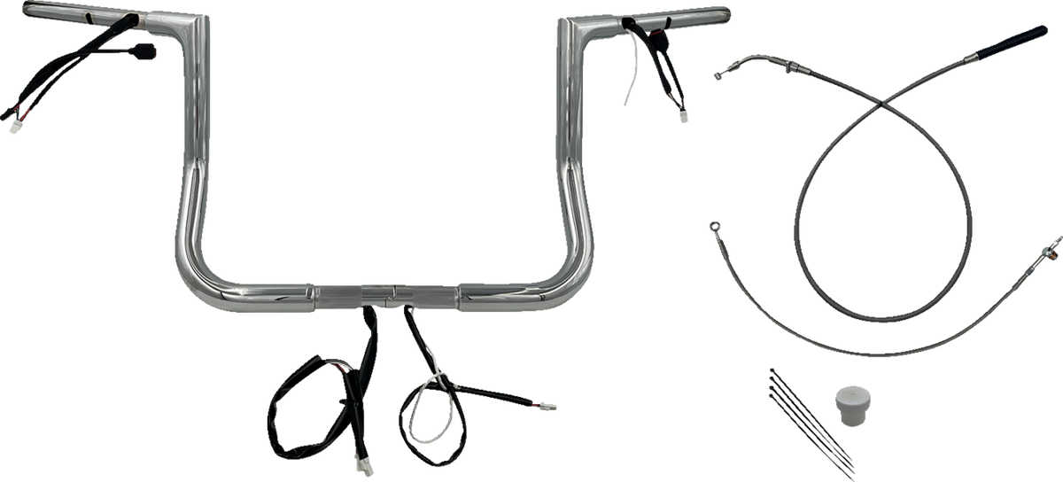 FBI 1-1/4" Flat Top Pre-Wired Handlebars for 24-25 FLHX, 25 FLHXU, 23-25 FLHXSE - Chrome / 12"