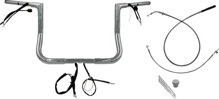 FBI 1-1/4" Flat Top Pre-Wired Handlebars for 24-25 FLHX, 25 FLHXU, 23-25 FLHXSE - Chrome / 12"