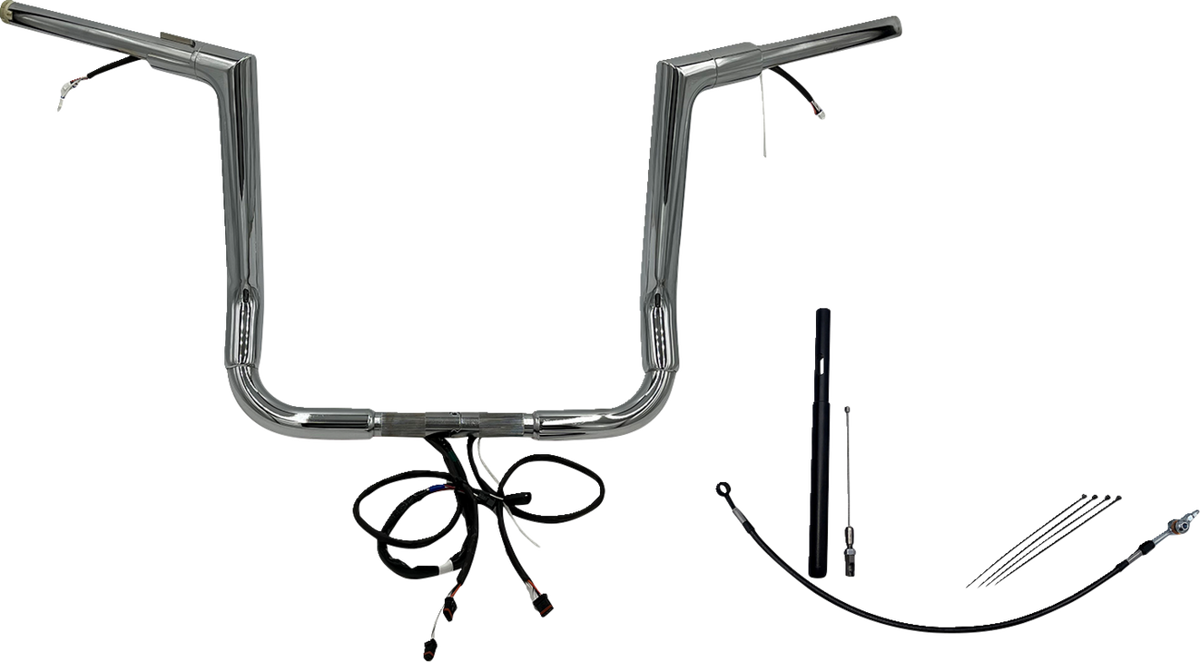 FBI Fat Baggers Wired 1-1/2" Flat Top Handlebar Kits for FLH/X '21-'22 - Chrome / 14"
