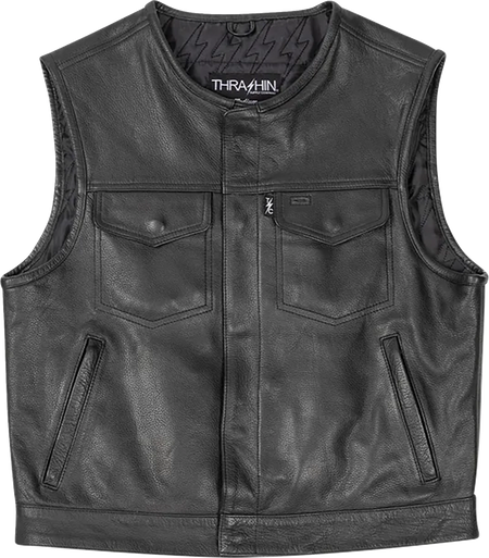 Thrashin Supply Co. Encinal Leather Shorty Riding Vest - Black