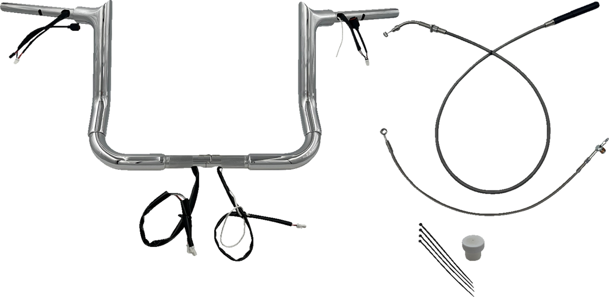FBI Fat Baggers 1-1/2" EZ Pointed Top Pre-Wired Handlebars for FLH/X '23-'26 - Chrome / 12"