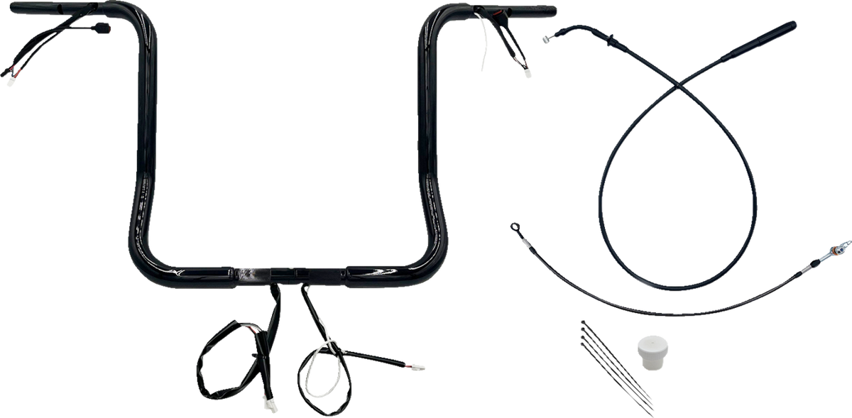 FBI 1-1/4" Round Top Pre-Wired Handlebars for 24-25 FLHX, 25 FLHXU, 23-25 FLHXSE - Black / 16"