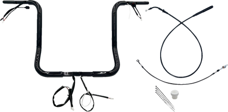 FBI 1-1/4" Round Top Pre-Wired Handlebars for 24-25 FLHX, 25 FLHXU, 23-25 FLHXSE - Black / 16"