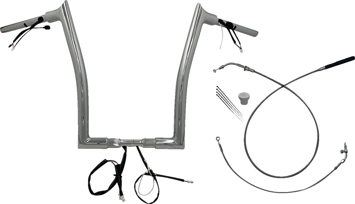 FBI Fat Baggers 1-1/2" EZ Pointed Top Pre-Wired Handlebars for FLTR '23-'26 - Chrome / 16"