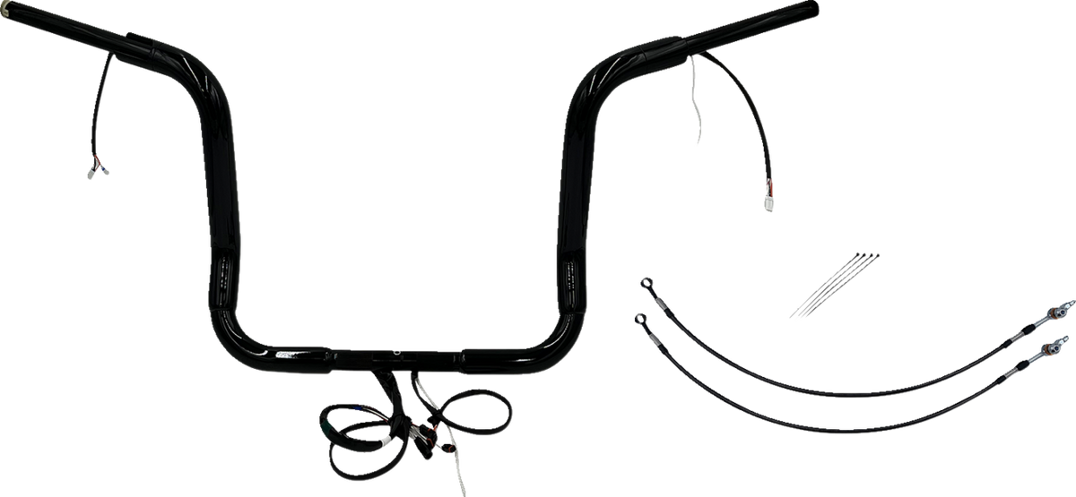 FBI Fat Baggers Wired 1-1/2" Round Top Handlebar Kits for FLH/X '14-'15 - Black / 14"