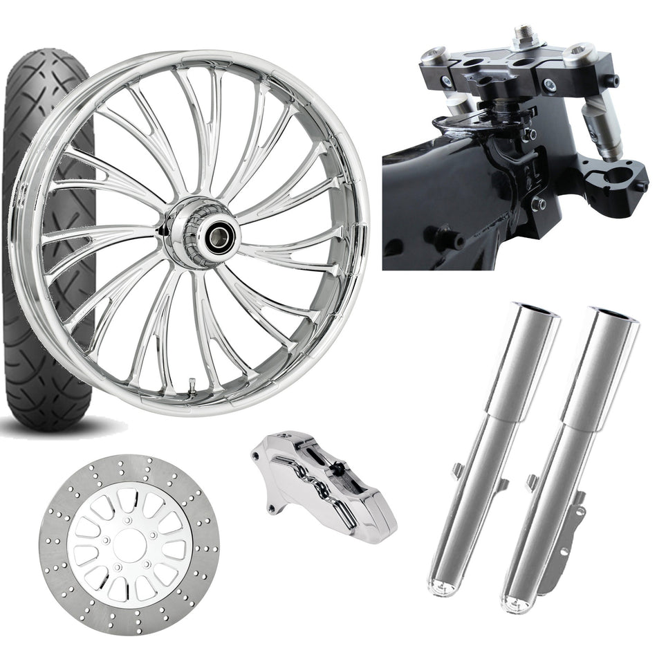RC 26 Axxis Chrome Wheel Tire Neck Rake Front End Package Harley Single Side
