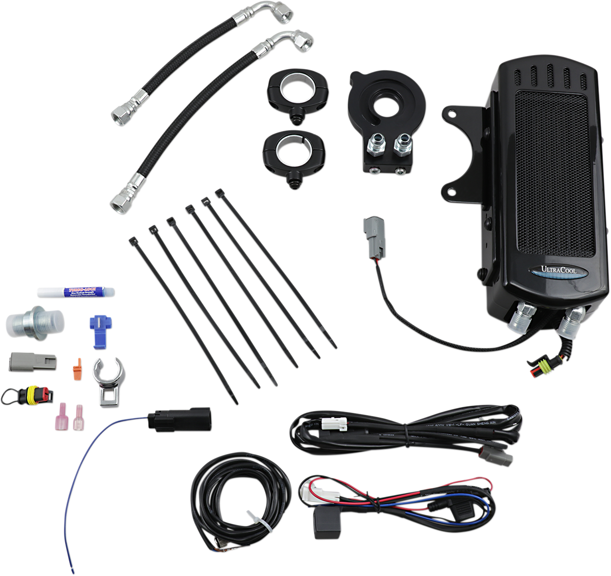 UltraCool SMT8-1G Frame Mount Oil Cooler Kit with Fan for 2017-2023 Harley-Davidson Touring & Trike - Gloss Black