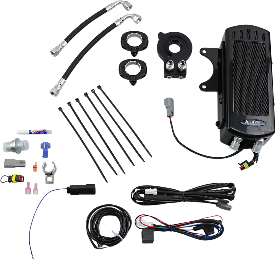 UltraCool SMT8-1G Frame Mount Oil Cooler Kit with Fan for 2017-2023 Harley-Davidson Touring & Trike - Gloss Black