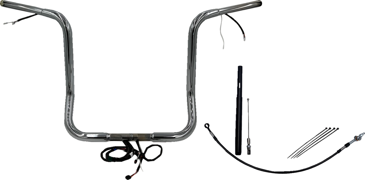 FBI Wired 1-1/4" Round Top Handlebar Kits for 21-23 FLHT/FLHX/FLHXST & Trike - Chrome / 16"
