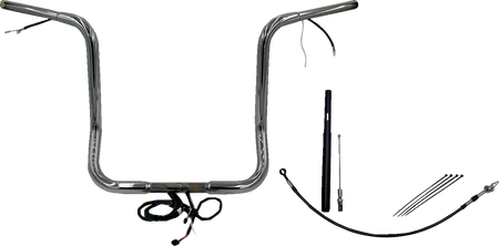 FBI Wired 1-1/4" Round Top Handlebar Kits for 21-23 FLHT/FLHX/FLHXST & Trike - Chrome / 16"