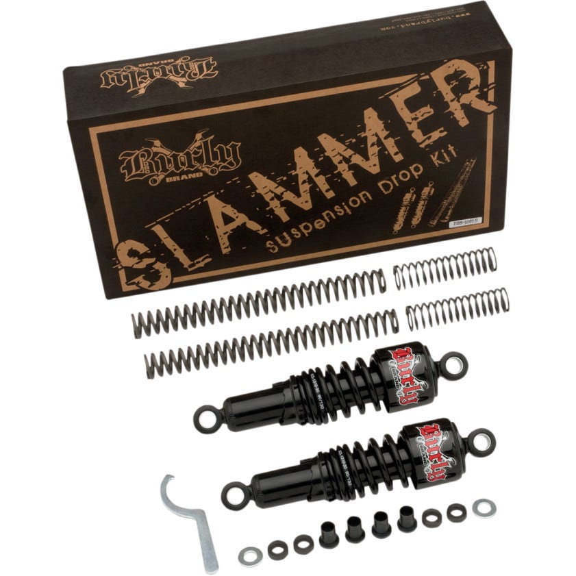 Burly Black Front Rear Lowering Slammer Kit Harley 06-16 Dyna excl FXDWG FLD