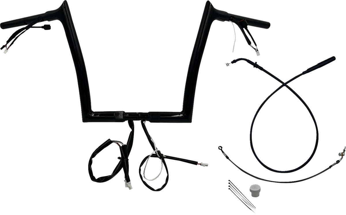 FBI 1-1/4" EZ Pointed Top Pre-Wired Handlebars for 24-25 FLTRX, 23-25 FLTRXSE - Black / 12"