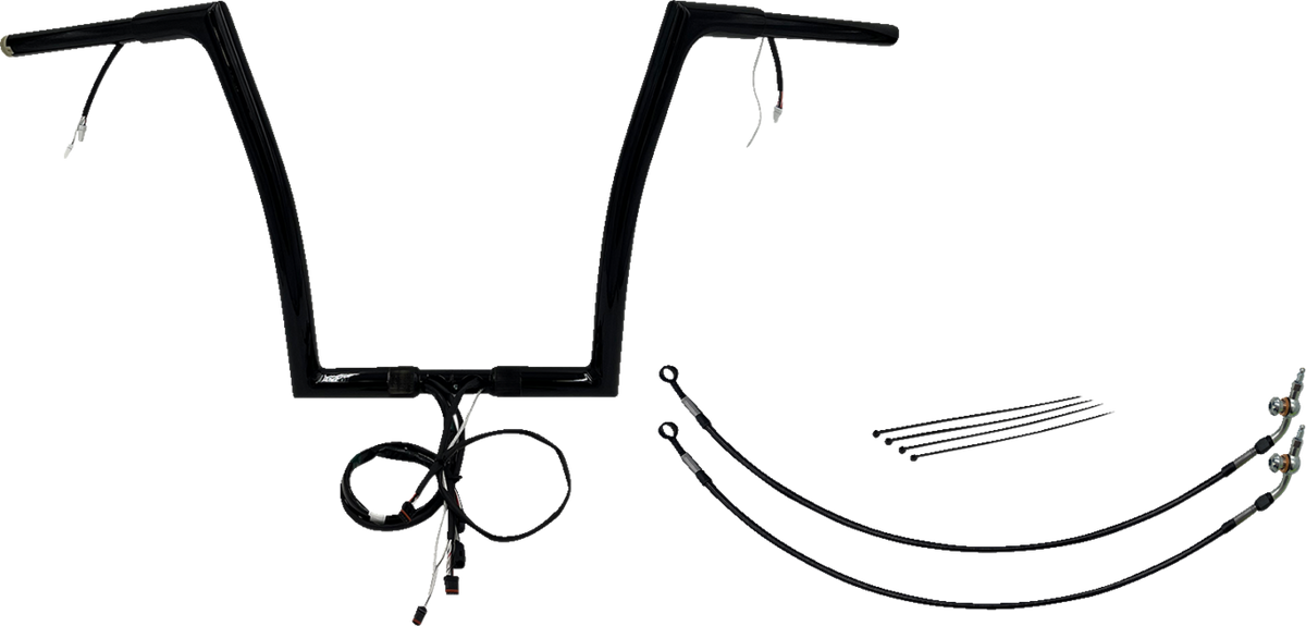 FBI Wired 1-1/4" Flat Top Handlebar Kits for 16-20 FLTRX/S, FLTRU/FLTRK - Black / 14"
