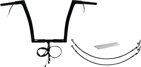 FBI Wired 1-1/4" Flat Top Handlebar Kits for 16-20 FLTRX/S, FLTRU/FLTRK - Black / 14"