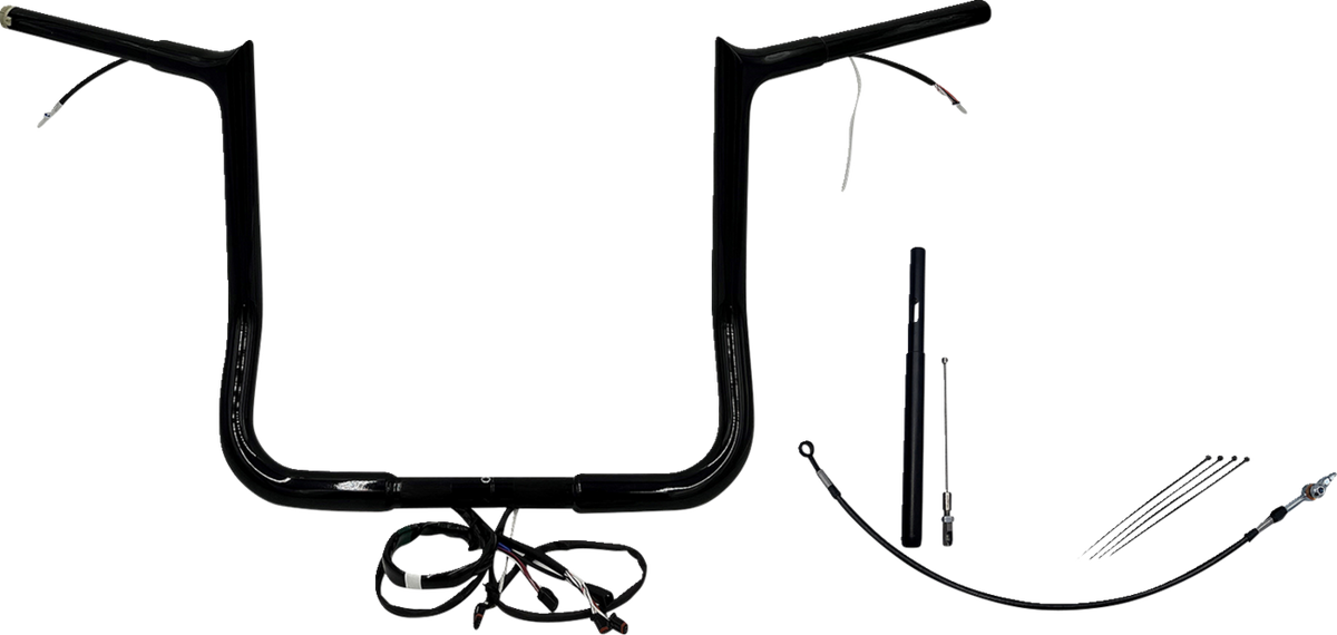 FBI Wired 1-1/4" Pointed Top Handlebar Kits for 21-23 FLHT/FLHX/FLHXST & Trike - Black / 14"