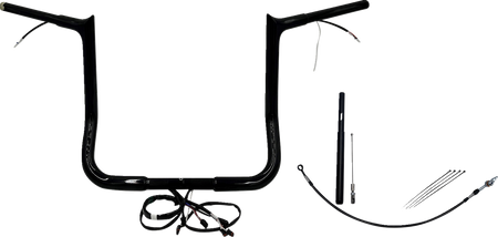 FBI Wired 1-1/4" Pointed Top Handlebar Kits for 21-23 FLHT/FLHX/FLHXST & Trike - Black / 14"