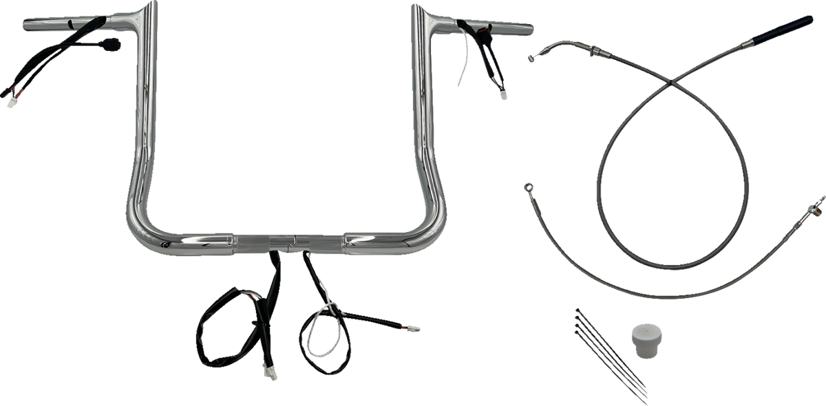 FBI 1-1/4" EZ Pointed Top Pre-Wired Bars for 24-25 FLHX, 25 FLHXU, 23-25 FLHXSE - Chrome / 14"