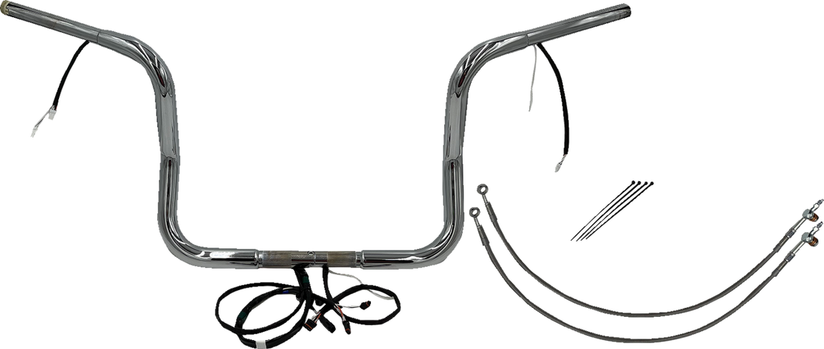FBI Wired 1-1/4" Round Top Handlebar Kits for 16-20 FLHT/FLHX & Trike - Chrome / 12"