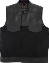 Thrashin Supply Co. Kanan Leather/Denim Riding Vest - Black