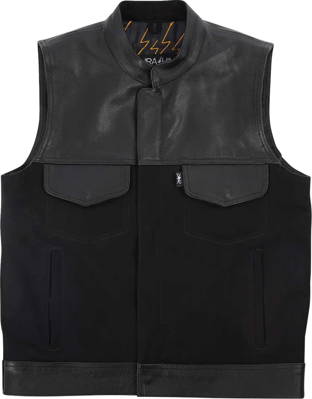 Thrashin Supply Co. Kanan Leather/Denim Riding Vest - Black