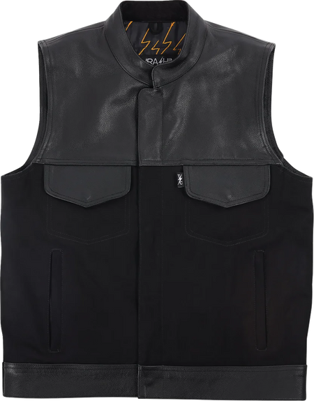 Thrashin Supply Co. Kanan Leather/Denim Riding Vest - Black