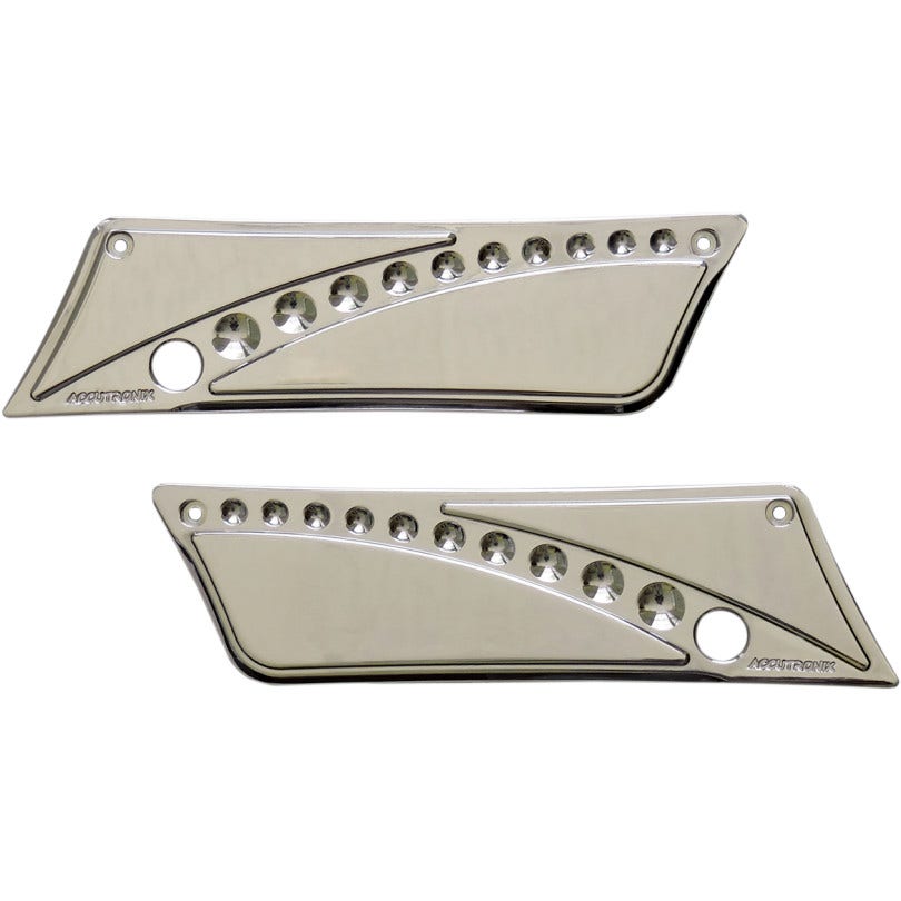 Accutronix Chrome Sleek Hole Design Saddlebag Hinge Latch Covers Harley 93-13