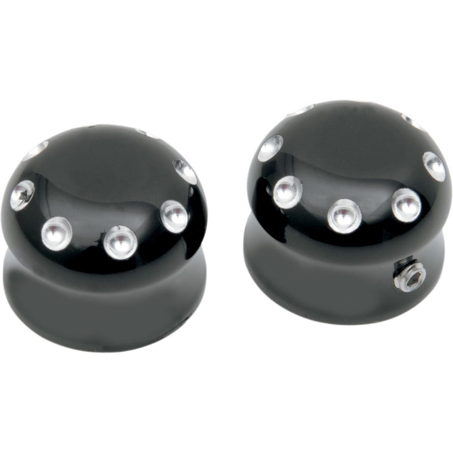 Covingtons Customs Black Dimpled Front Axle Caps Harley 07-17 Softail FLH FXDWG