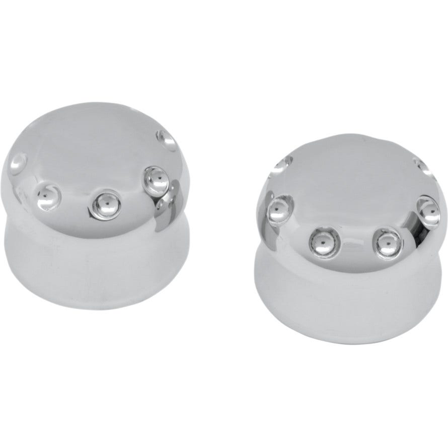 Covingtons Customs Chrome Dimpled Front Axle Caps Harley 07-17 Softail FLH FXDWG