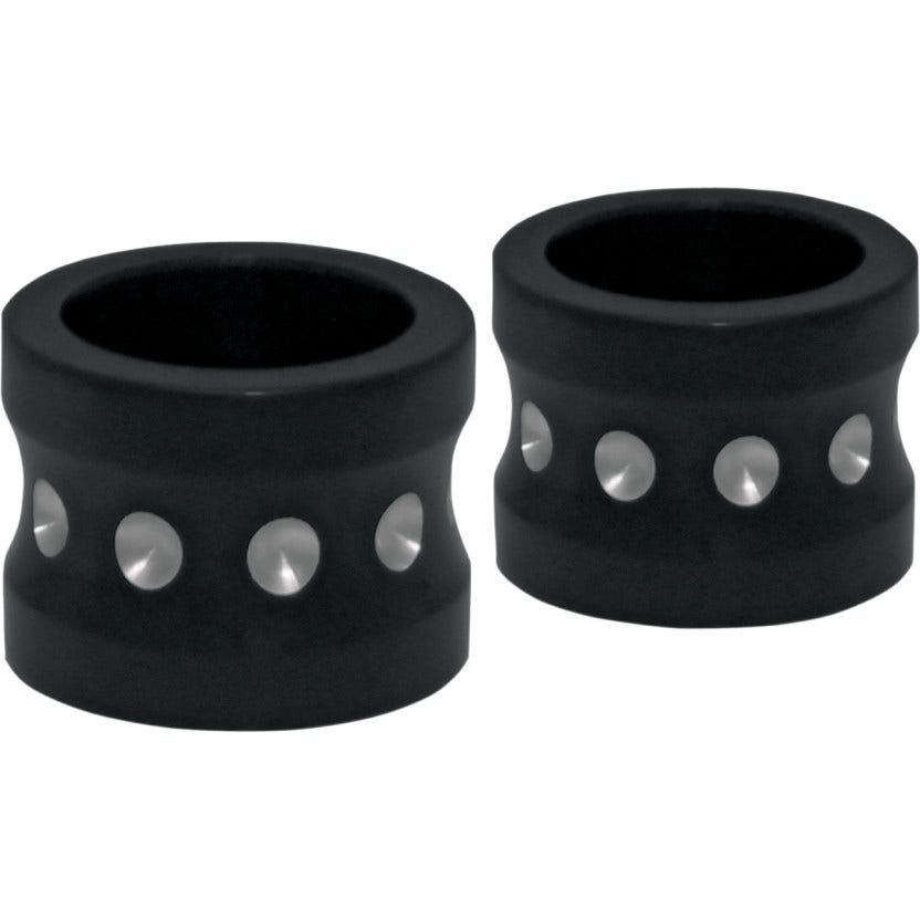 Covingtons Customs Black Dimpled Front Axle Spacers Harley FLH 08-17 W/O ABS