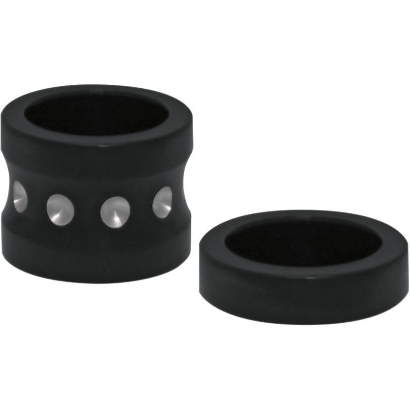 Covingtons Customs Black Dimpled Front Axle Spacers Harley FLH 08-17 w/ ABS