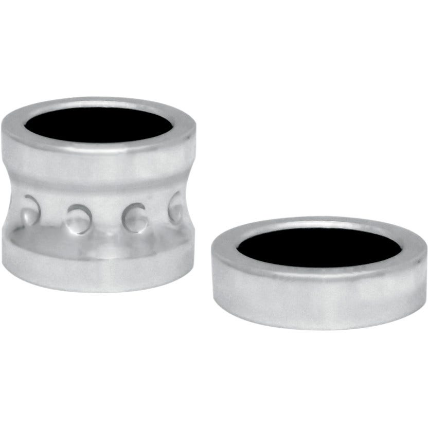 Covingtons Customs Chrome Dimpled Front Axle Spacers Harley FLH 08-17 w/ ABS