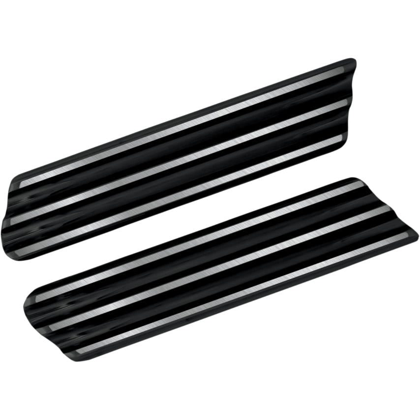 Covingtons Black Finned Police Saddlebag Latch Delete Plate Covers Harley 93-08