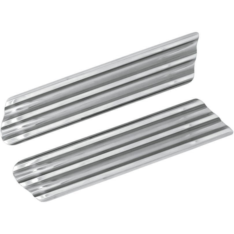 Covingtons Chrome Finned Police Saddlebag Latch Delete Plate Covers Harley 93-08