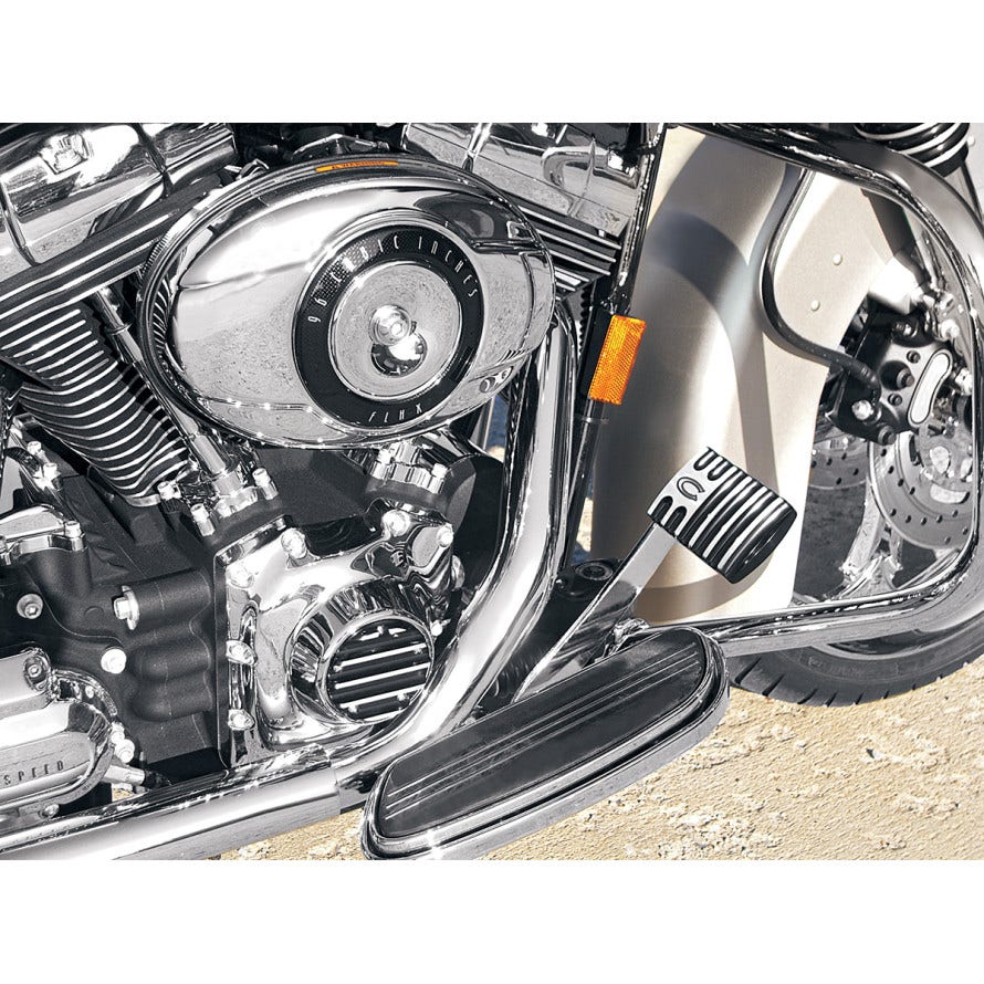 Covingtons Customs Black Finned Rear Brake Lever Pedal Pad for Harley FLH & FLST