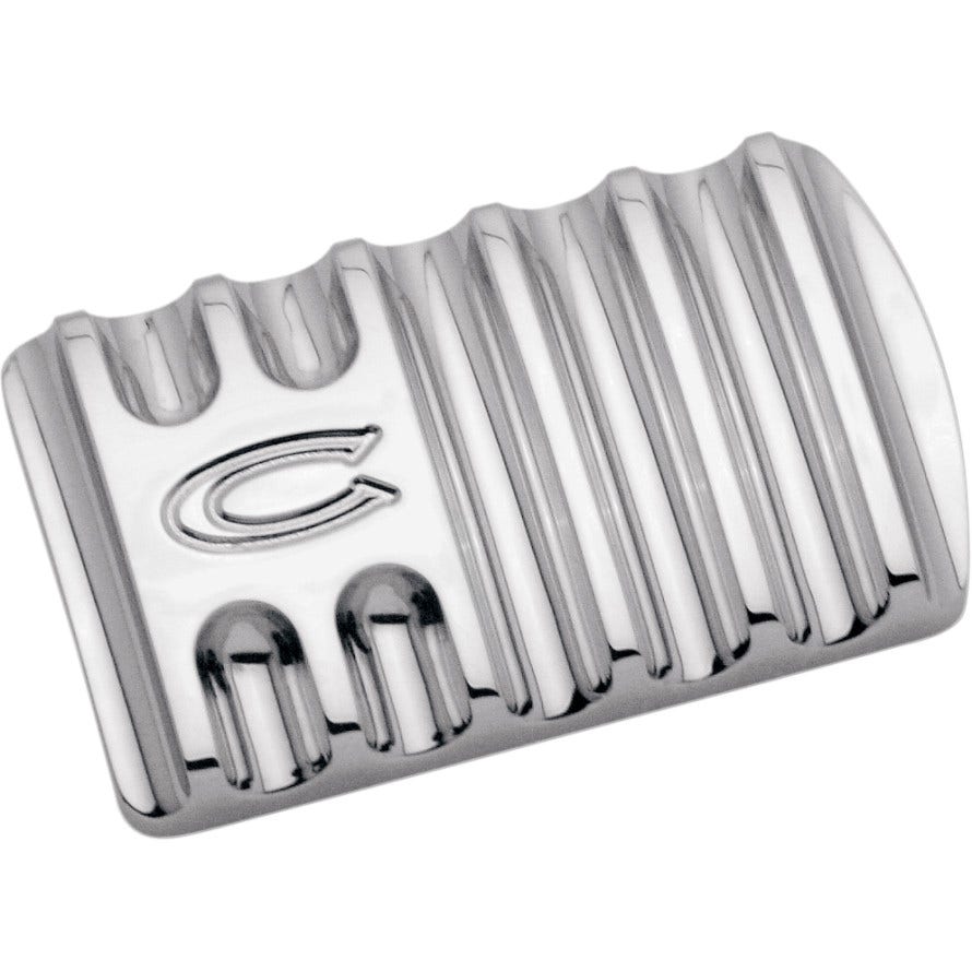 Covingtons Customs Chrome Finned Rear Brake Lever Pedal Pad Harley FLH & FLST