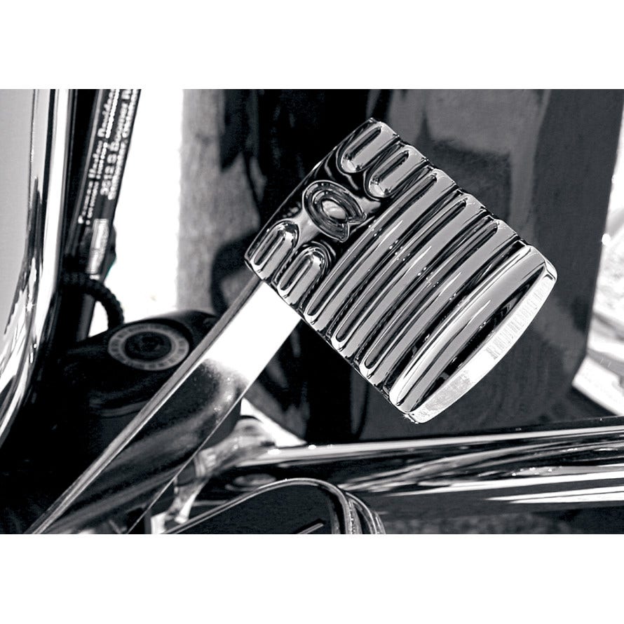 Covingtons Customs Chrome Finned Rear Brake Lever Pedal Pad Harley FLH & FLST