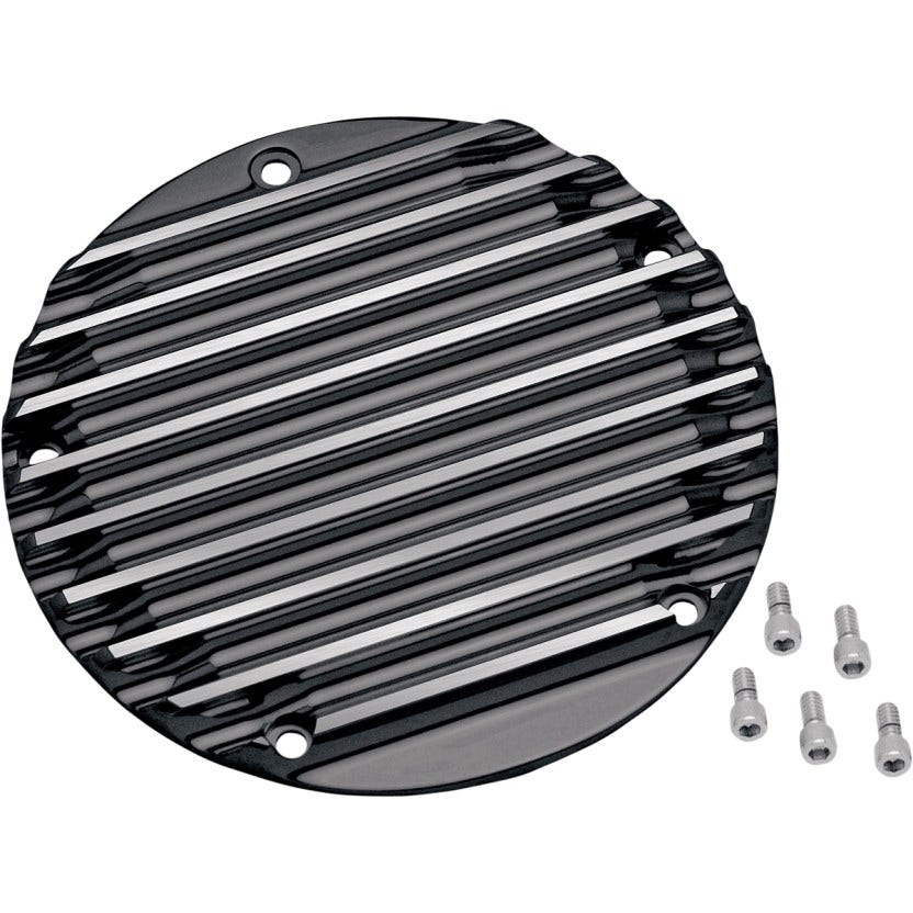 Covingtons Gloss Black Finned CNC Machined Derby Cover Harley Twin Cam 99-17