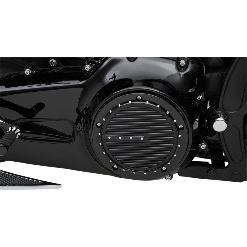 Covingtons Gloss Black Dimpled CNC Machined Derby Cover Harley Twin Cam 99-17